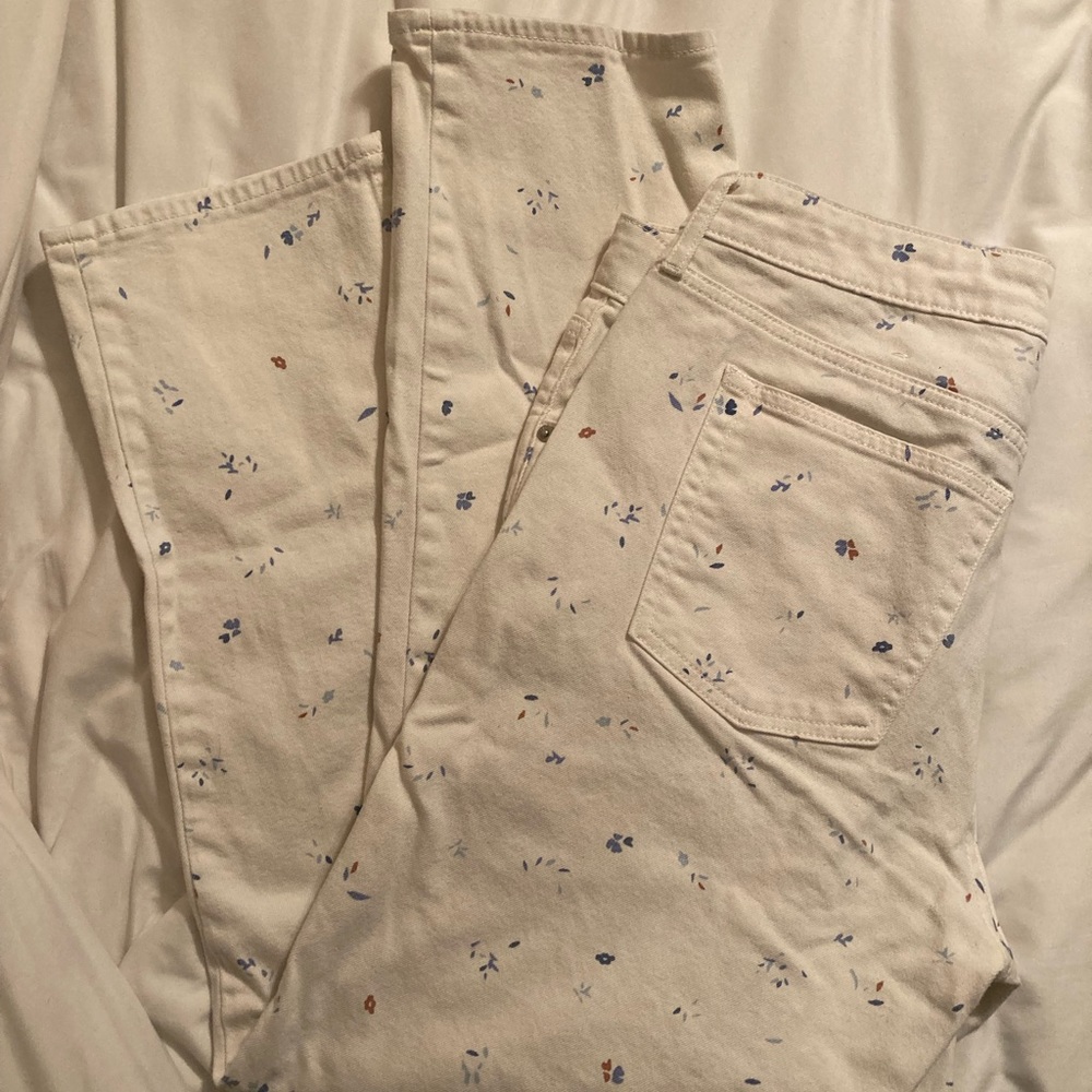 White floral jeans